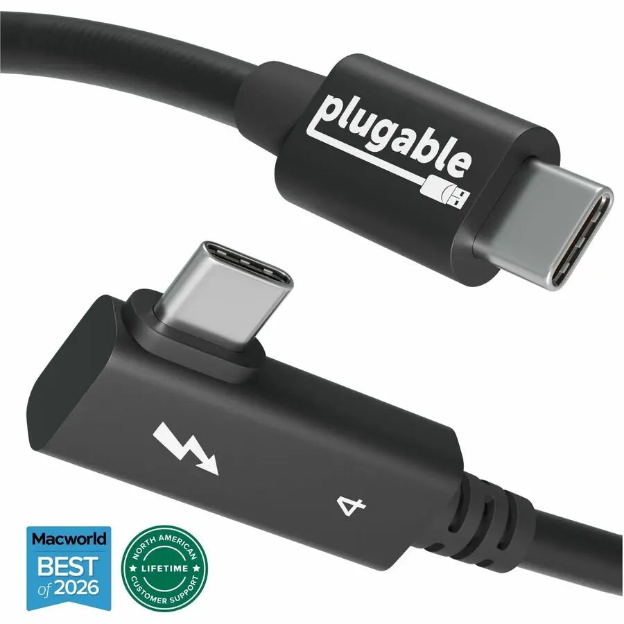 Plugable Thunderbolt 4 240W EPR Cable with Right Angle Connector (TBT4-240W-80CMR)