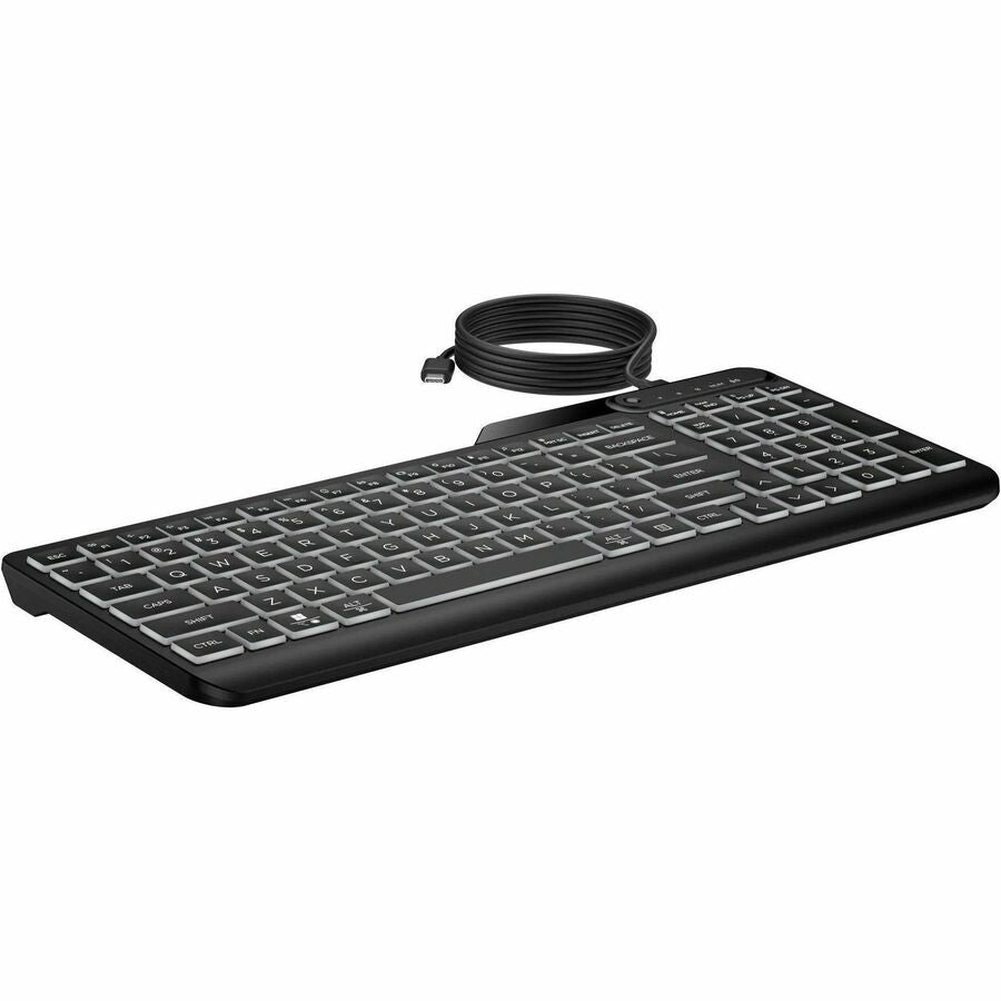 HP 405 Backlit Wired Full-Size Keyboard with USB-C Cable and USB-A Adapter, 7N7C1AA#ABA