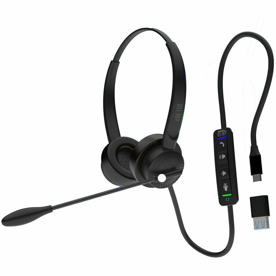 Adesso Xtream P4-TAA USB-C Headset with Boom Microphone, Push-to-Talk and Call Controls