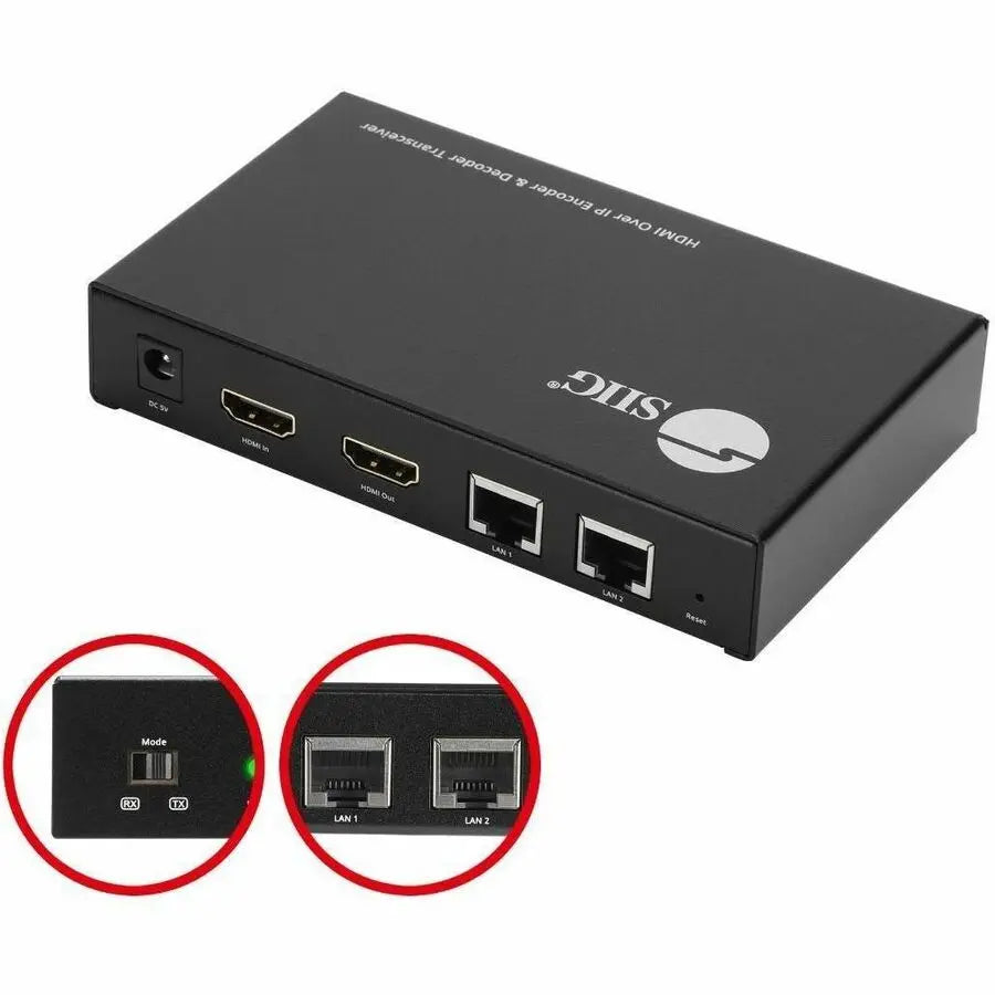 SIIG HDMI Over IP Encoder & Decoder Transceiver CE-H27P11-S1 for Long-Distance HDMI Signal Extension