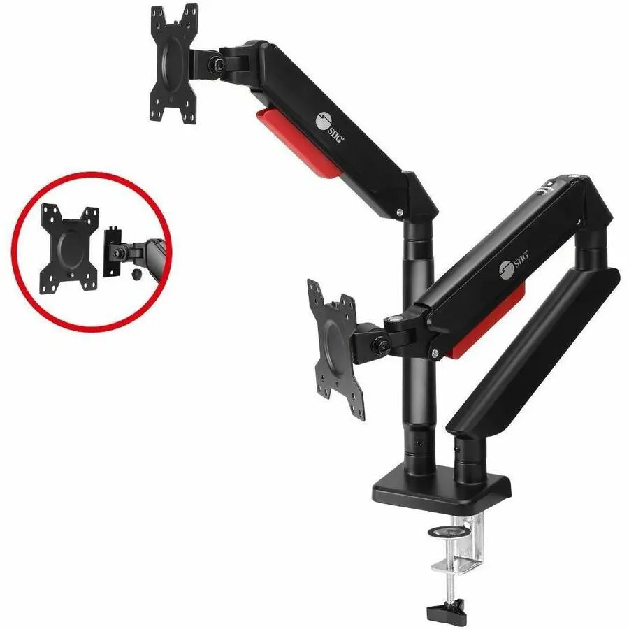 SIIG Dual Monitor Gas Spring Mounting Arm CE-MT3Y11-S1 for 13-32 Inch Monitors