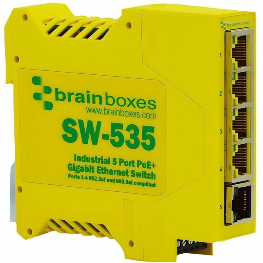 Brainboxes SW-535 Industrial Compact 4-Port PoE+ Gigabit Ethernet Switch