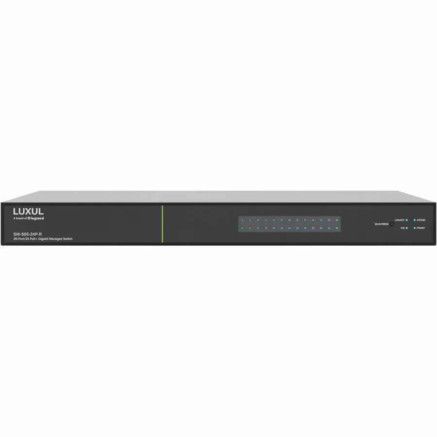 Luxul SW-505-24P-R Managed Ethernet Switch with 24 PoE+ Ports and SFP Expansion