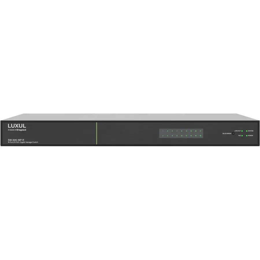 Luxul SW-505-16P-R 16-Port Managed Ethernet Switch with PoE+ and SFP Expansion