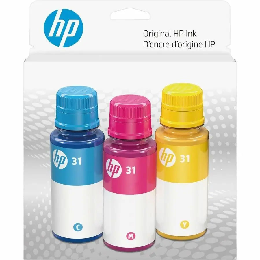 HP Inc. 31 Color Original Ink Bottle 3-Pack – High-Yield Ink for HP Inkjet Printers