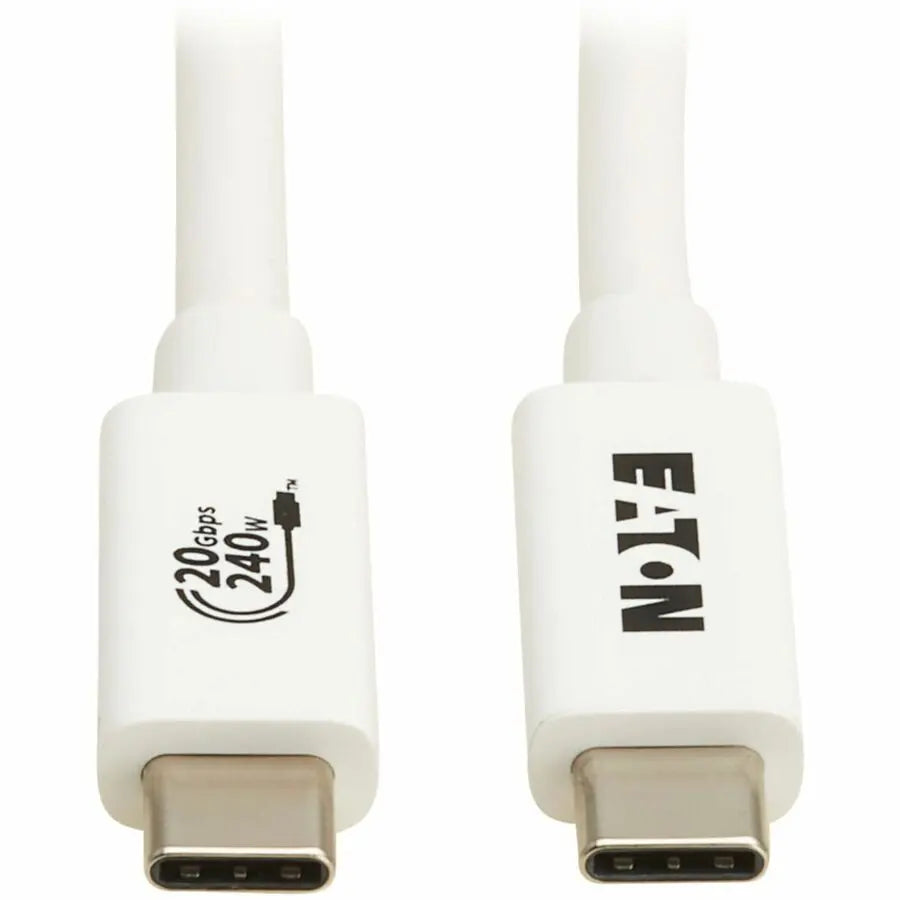 Eaton Tripp Lite Series USB4 20Gbps Cable (M/M) - USB-C to USB-C, 4K 60Hz, 240W Power Delivery, White, 6.6 ft