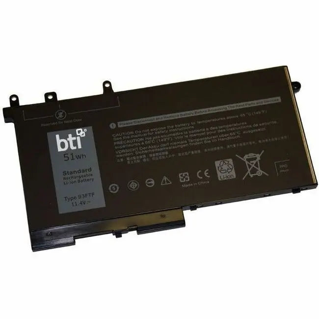 Battery Technology Inc. 451-BBZT-BTI 11.4V 51Wh Lithium-Ion Notebook Battery for Dell Latitude 5280, 5290, 5480, 5490, 5491