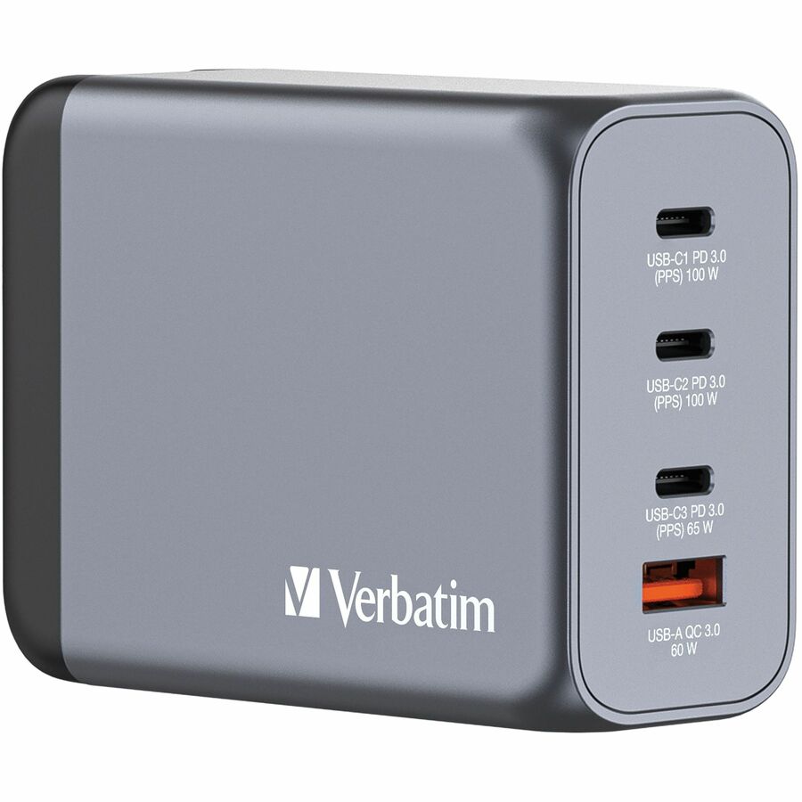 Verbatim 32204 200W GaN Wall Charger with 3 USB-C PD and USB-A QC 3.0 Ports