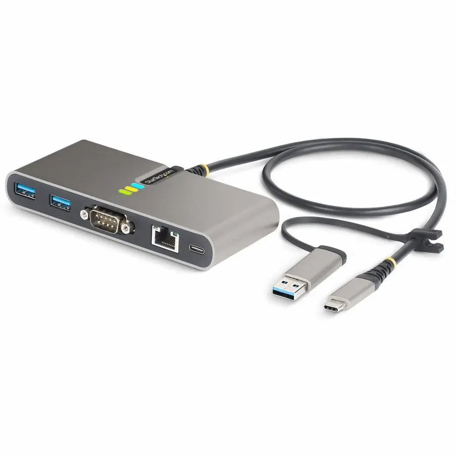 StarTech.com USB Hub with RS-232 Serial, Gigabit Ethernet, and 100W Power Delivery Pass-Through – Space Gray