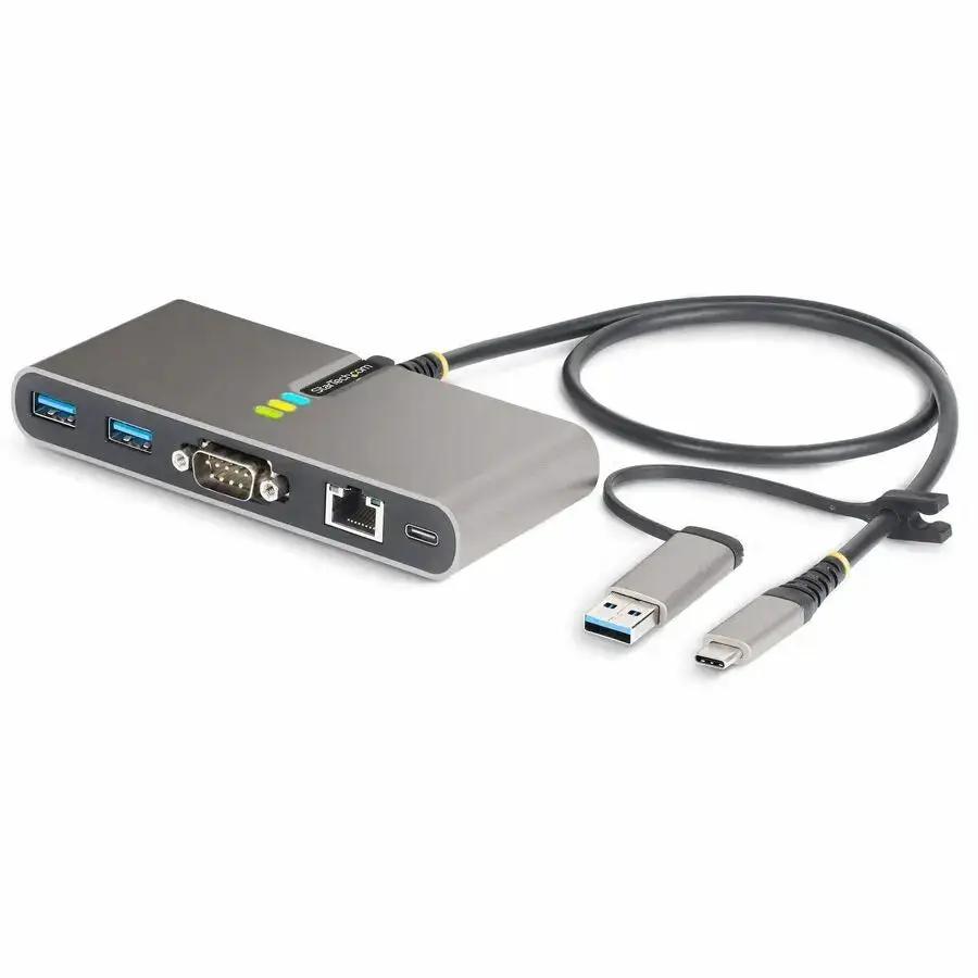 StarTech.com USB Hub with RS-232 Serial, Gigabit Ethernet, and 100W Power Delivery Pass-Through – Space Gray by StarTech.com