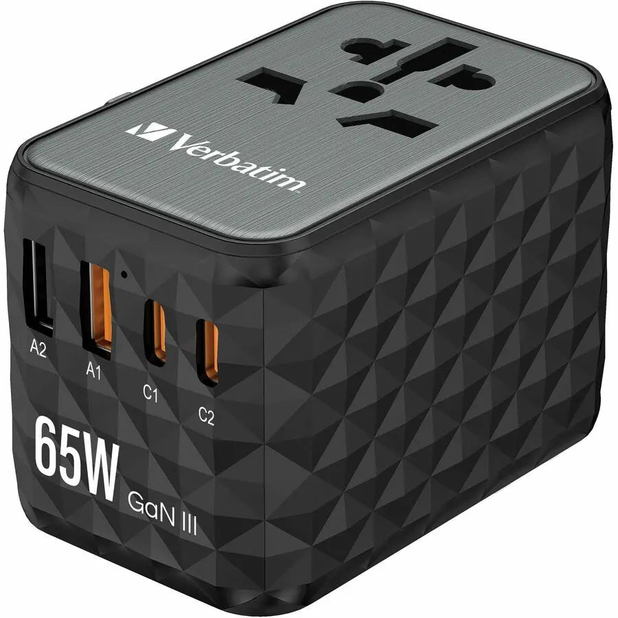 Verbatim UTA-05 GaN III Universal Travel Adapter with 65W Power Delivery and Quick Charge