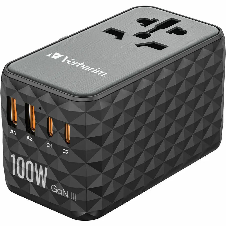 Verbatim UTA-06 GaN III Universal Travel Adapter with 100W Power Delivery and Quick Charge