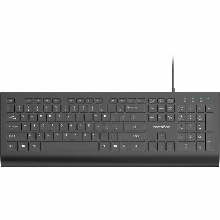 Rocstor Premium K10 USB Wired Keyboard - 104-Key Full-Size QWERTY Layout for Windows & Mac