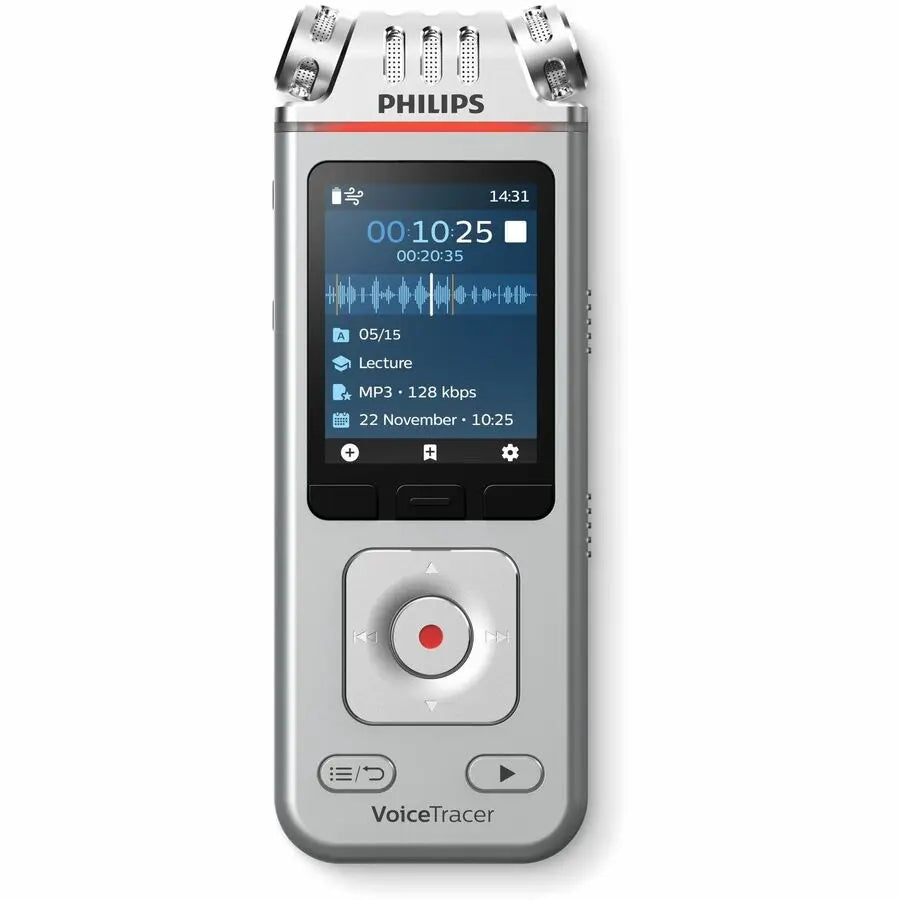 Philips DVT4115 Voice Tracer Digital Voice Recorder with High-Fidelity Microphones and Bluetooth Control