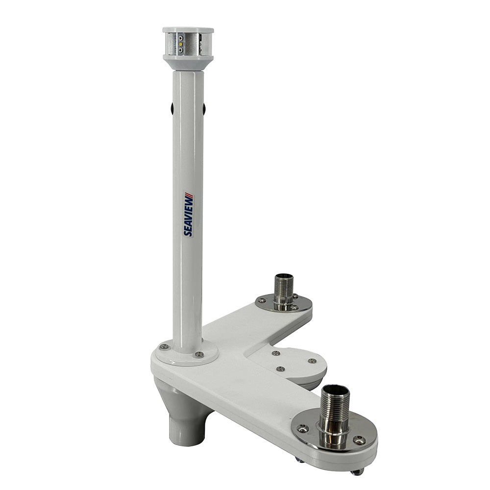Seaview Triple Mount Adapter with C5 Certified LED Light, 12-Inch Post & 1-14 Thread Bases for GPS Units