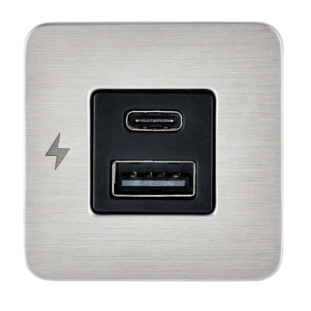 Scanstrut TILE USB-A/USB-C Interior Charging Socket - 12/24V with Stainless Steel Bezel