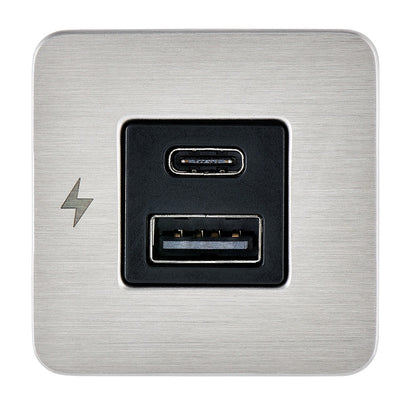 Scanstrut TILE USB-A/USB-C Interior Charging Socket - 12/24V with Stainless Steel Bezel