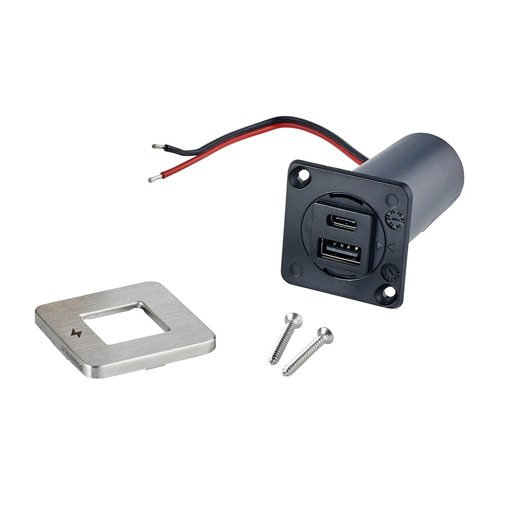 Scanstrut TILE USB-A/USB-C Interior Charging Socket - 12/24V with Stainless Steel Bezel