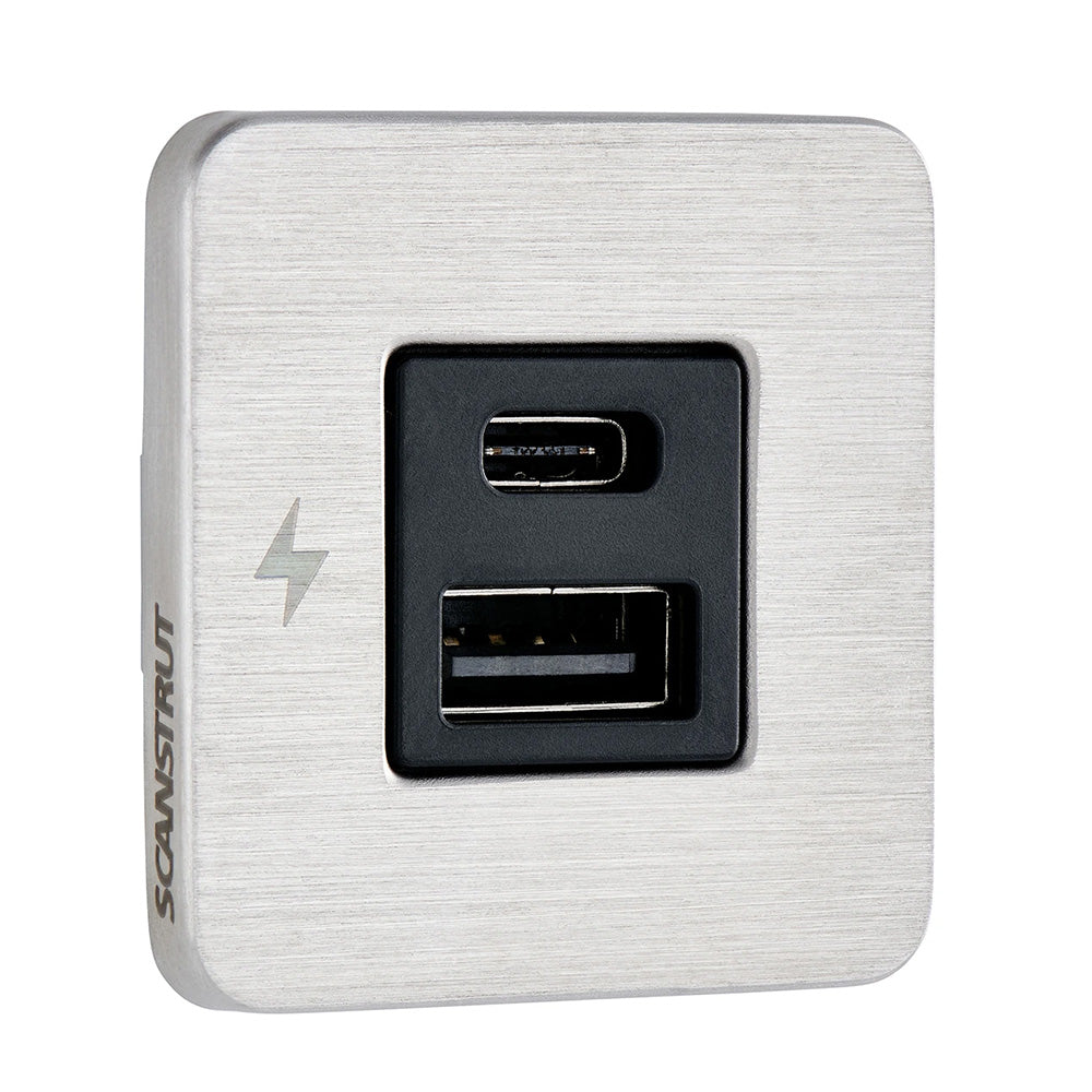 Scanstrut TILE USB-A/USB-C Interior Charging Socket - 12/24V with Stainless Steel Bezel