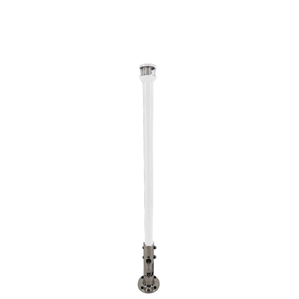 Seaview 12-Inch Manually Folding Marine Light Post with Stainless Steel Base and LTBLED12C5 Navigation Light - White