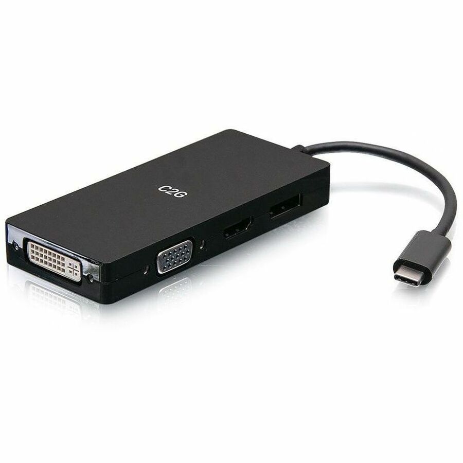 C2G USB-C Multiport Adapter 4-in-1 Video Docking Station with HDMI, DisplayPort, DVI, and VGA for USB-C Computers