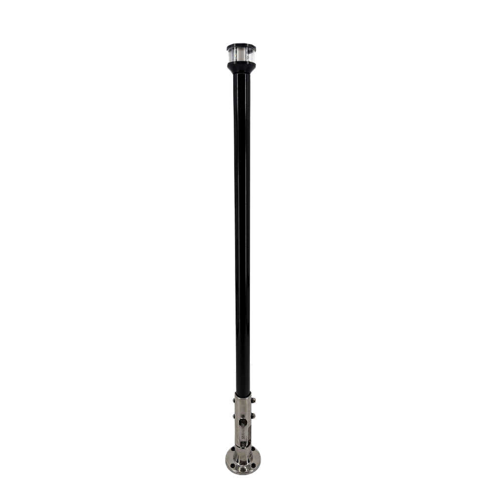 Seaview 24-Inch Manually Folding Light Post with Stainless Steel Base and LTBLED12C5 Navigation Light - Black