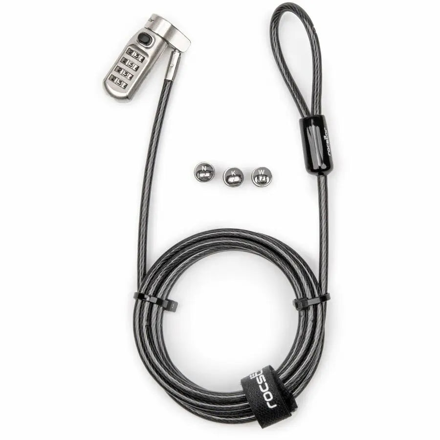 Rocstor Y1RB030-B1 Universal 3-in-1 Combination Laptop Lock with K-Slot, Nano and Noble Wedge Compatibility