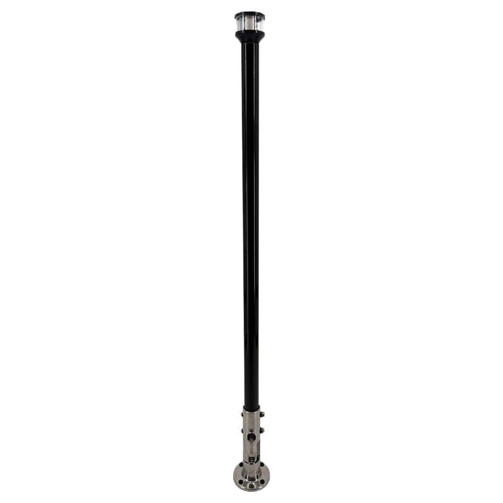 Seaview 36-Inch Manually Folding Marine Light Post with Stainless Steel Base and Navigation Light – Black