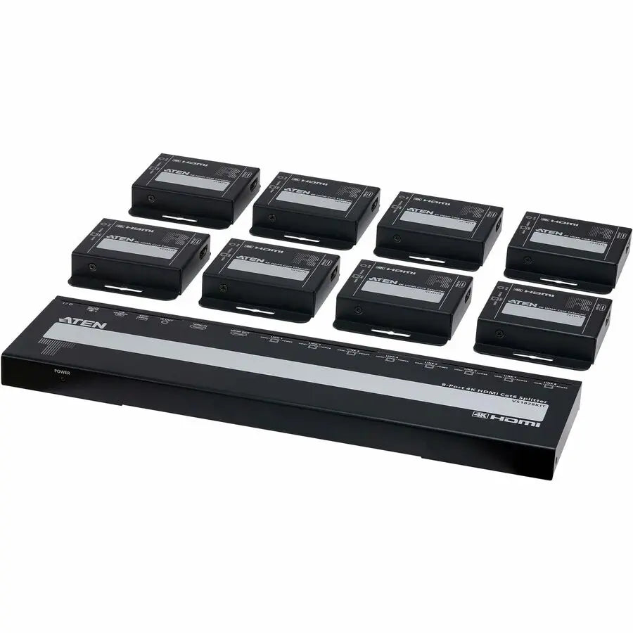ATEN VS1828KIT 8-Port 4K HDMI CAT6 Splitter and Receiver Kit for Extended Display Distribution