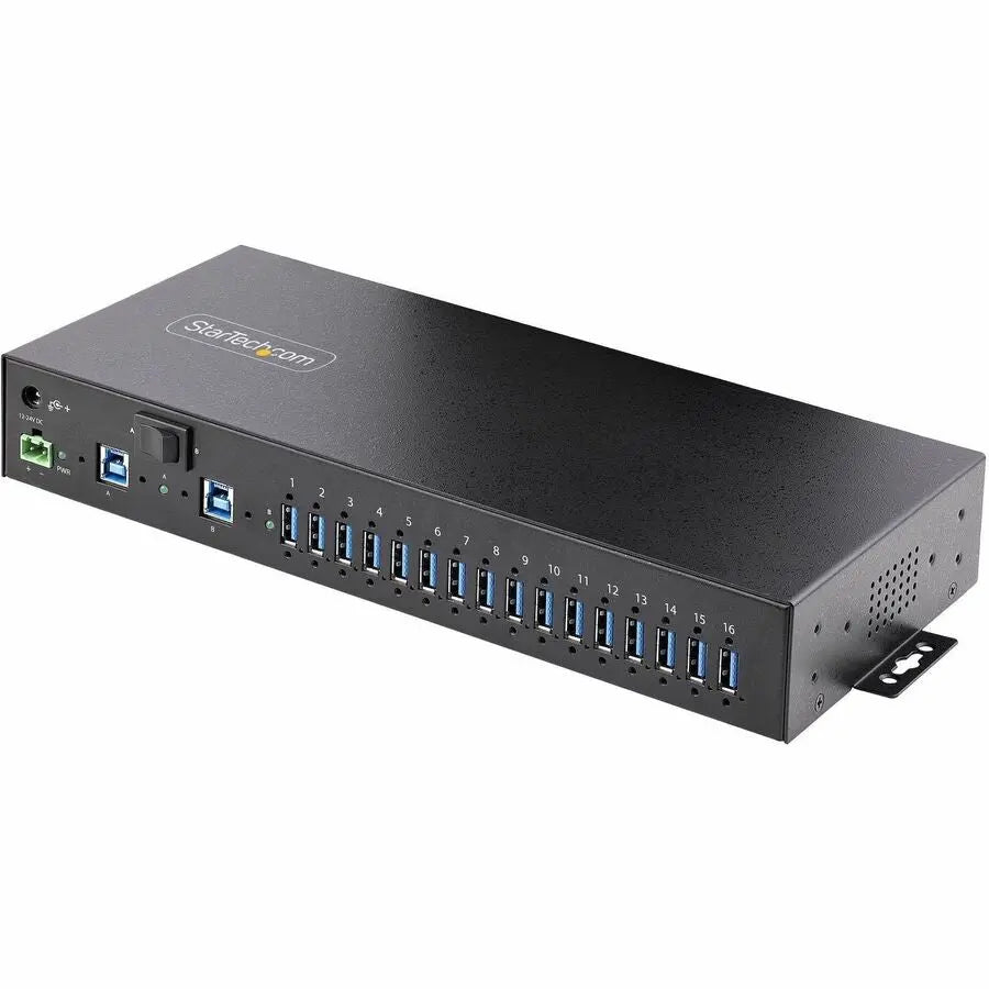 StarTech.com 16-Port Industrial USB 3.2 Gen 1 Hub with Power Adapter and Dual-Host Switch