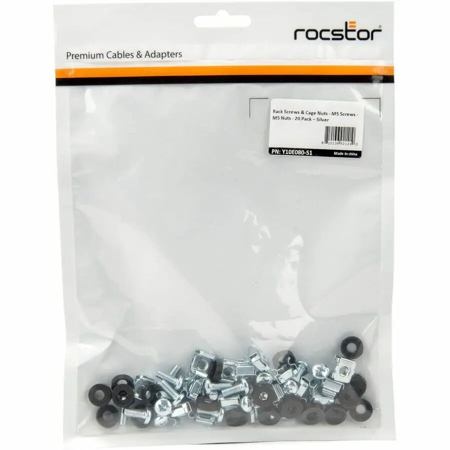 Rocstor M5 Rack Screws and Cage Nuts - 20 Pack for Server & Network Equipment