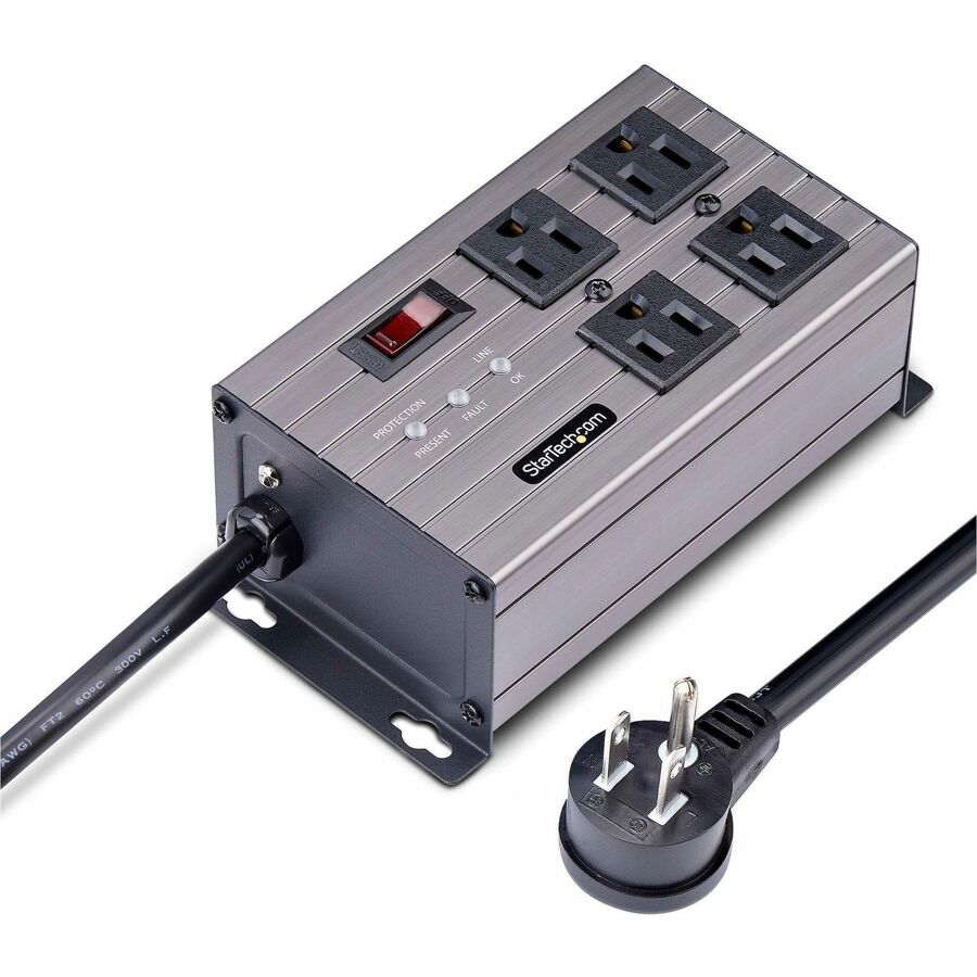 StarTech.com 4-Outlet Power Strip with Surge Protection and EMI/RFI Noise Isolation