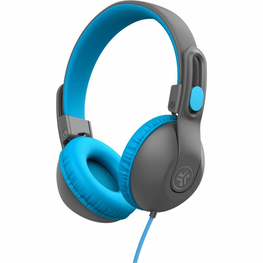 JLab JBuddies Studio 2 On-Ear Kids Wired Headset, Gray/Blue, HKSTU2RGRYBLU122