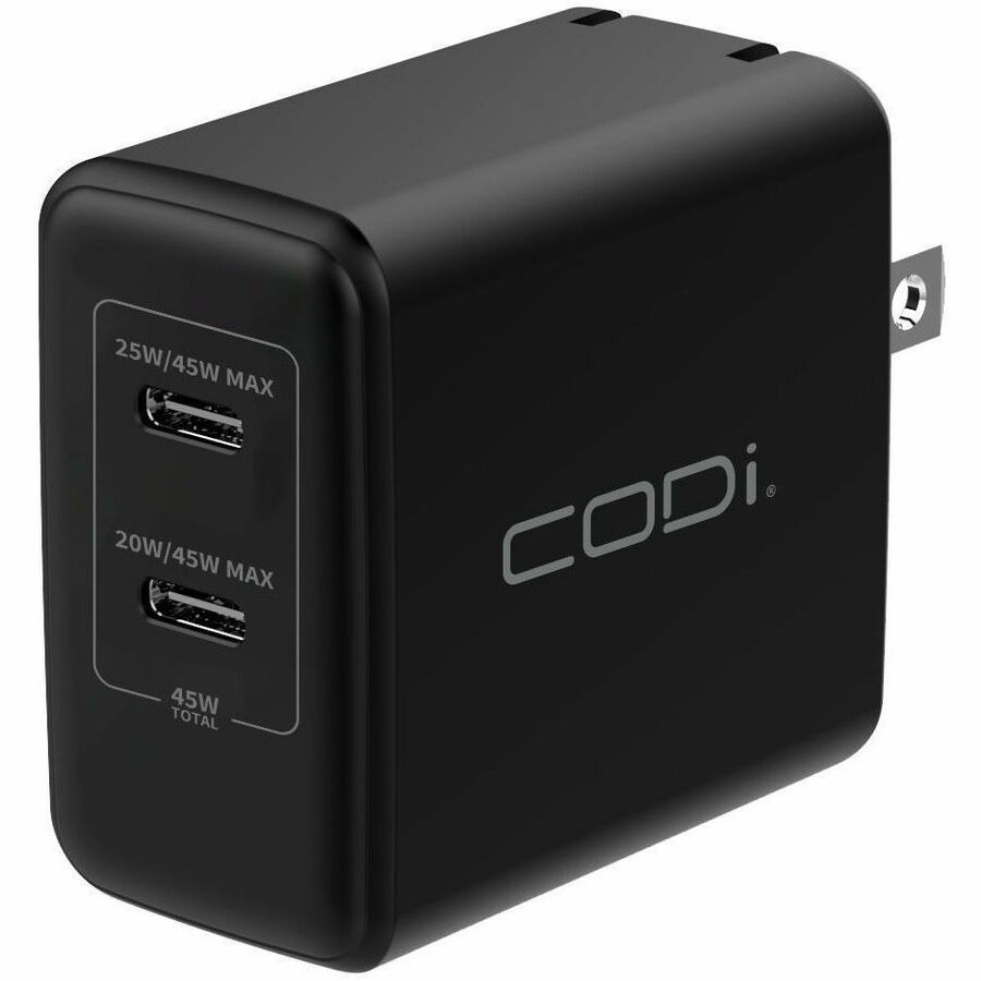 CODi WC045-2C 45W Dual USB-C Power Delivery Wall Charger