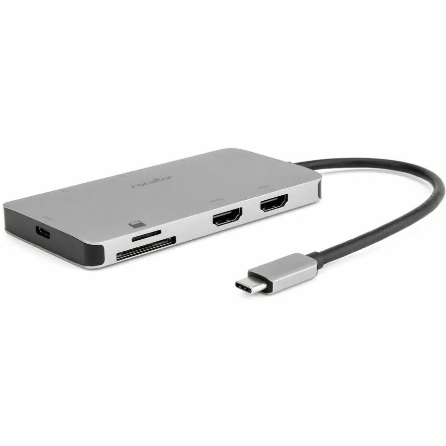 Rocstor Y10A302-S1 USB-C Multiport Adapter 8-in-1 Hub with Dual HDMI, USB-A, SD Card Slots, and 100W Charging