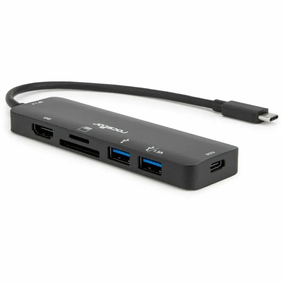 Rocstor Premium Docking Station Y10A309-B1 — 6-in-1 USB-C Multiport Adapter with 4K HDMI, USB-A, SD/Micro SD, and 100W PD Charging