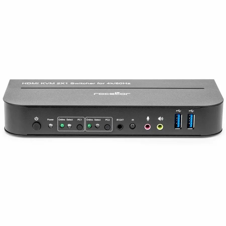 Rocstor SolidKVM SK06 4K HDMI and USB 3.0 2x1 KVM Switch for High-Resolution Multi-Device Connectivity