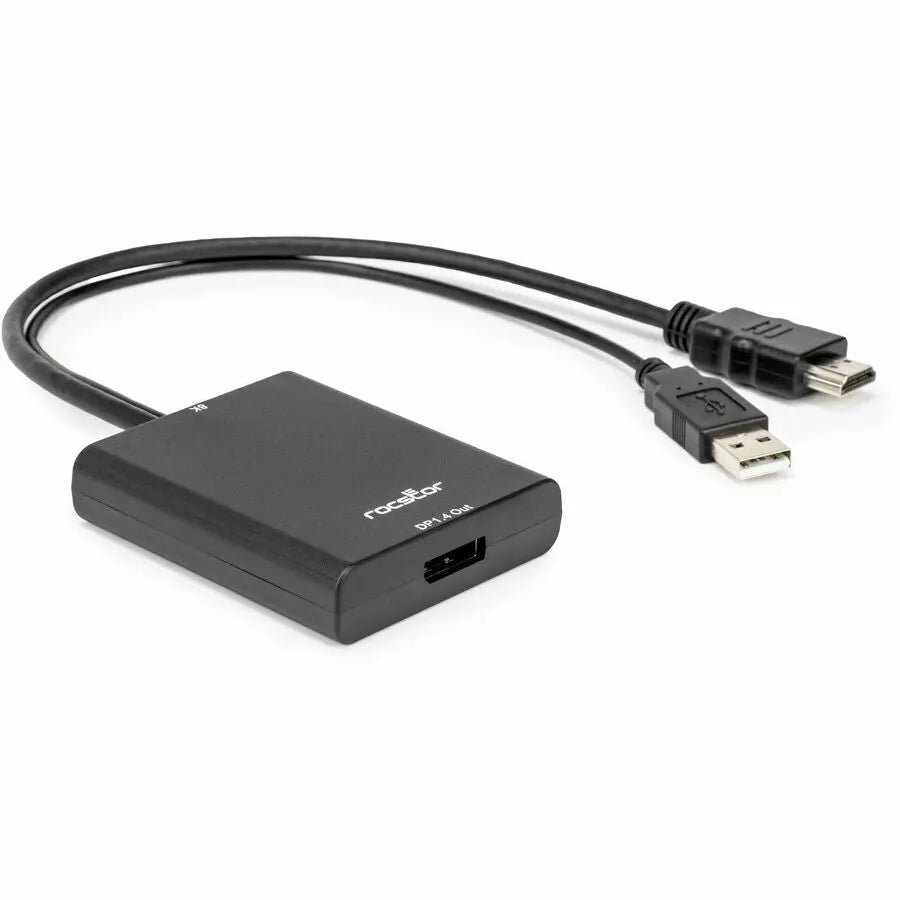 Rocstor RD14 USB4 40Gbps Portable Dock with HDMI to DisplayPort 8K Adapter and USB Type-A Power, Silver