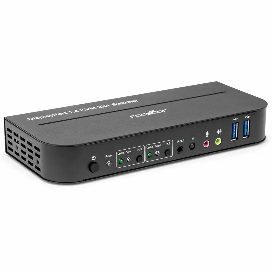 Rocstor Y10A326-B1 Solid KVM SK05 DisplayPort 1.4 and USB 3.0 2-Port Switch for Dual PC Control