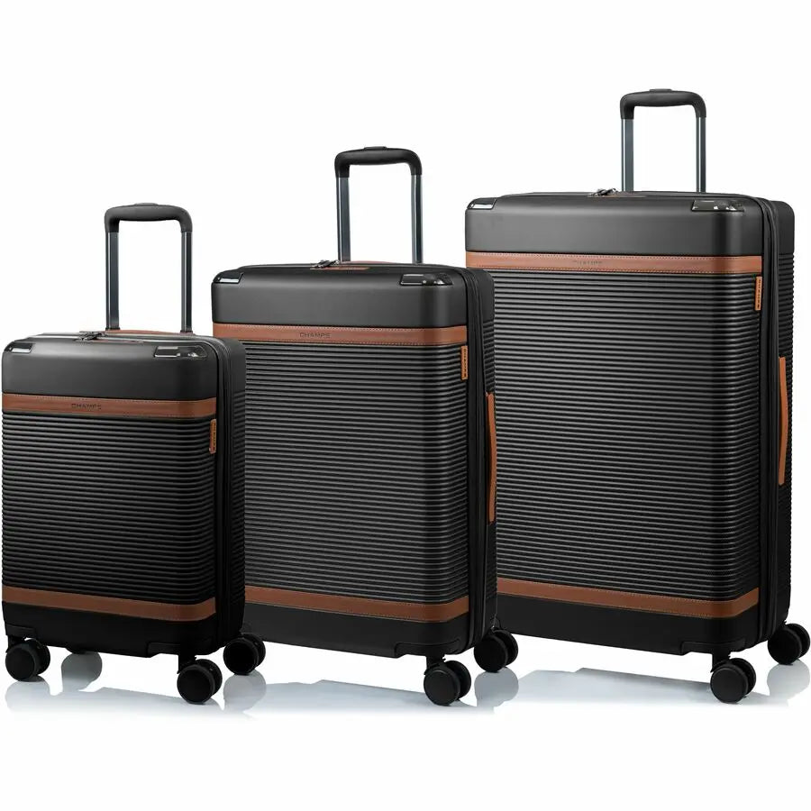 Champs Vintage III Collection 3-Piece Hardside Luggage Set - Black