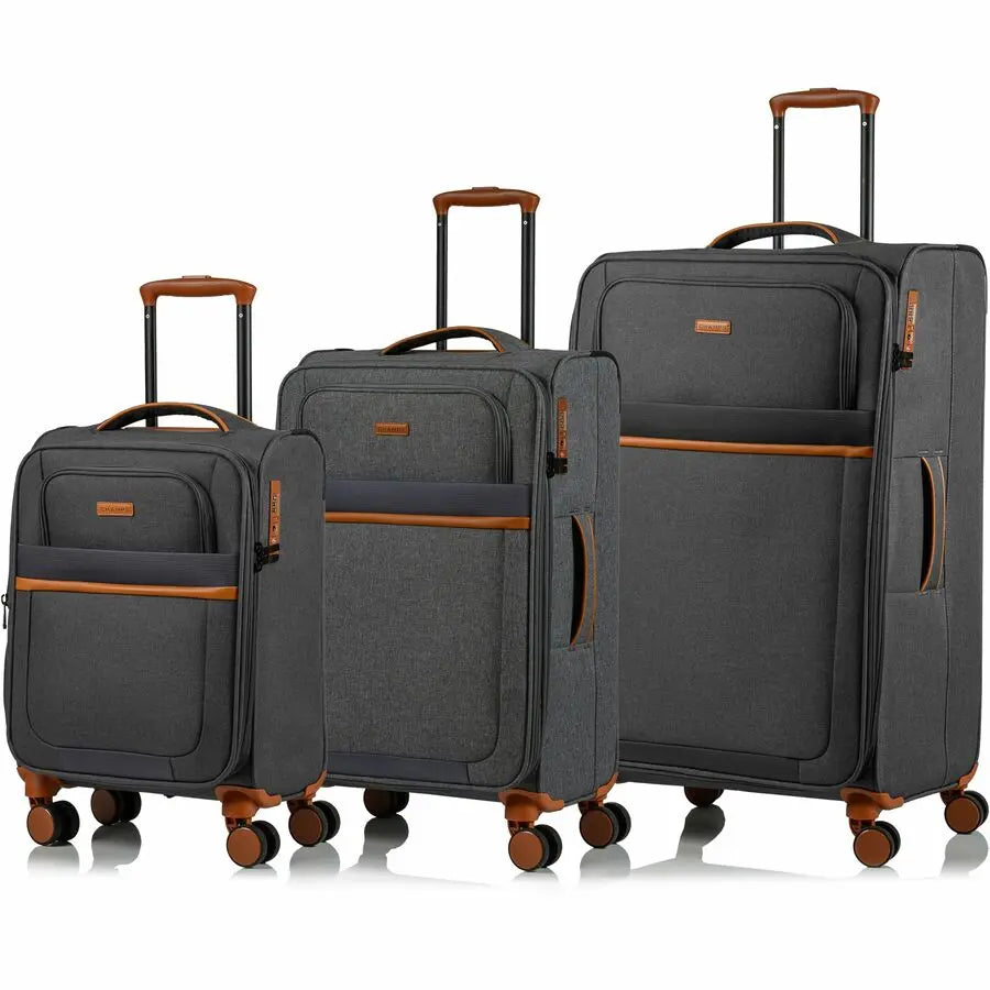 Champs International Classic II Collection 3-Piece Softside Luggage Set - Gray
