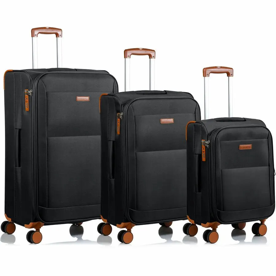Champs International Classic Collection 3-Piece Softside Luggage Set - Black