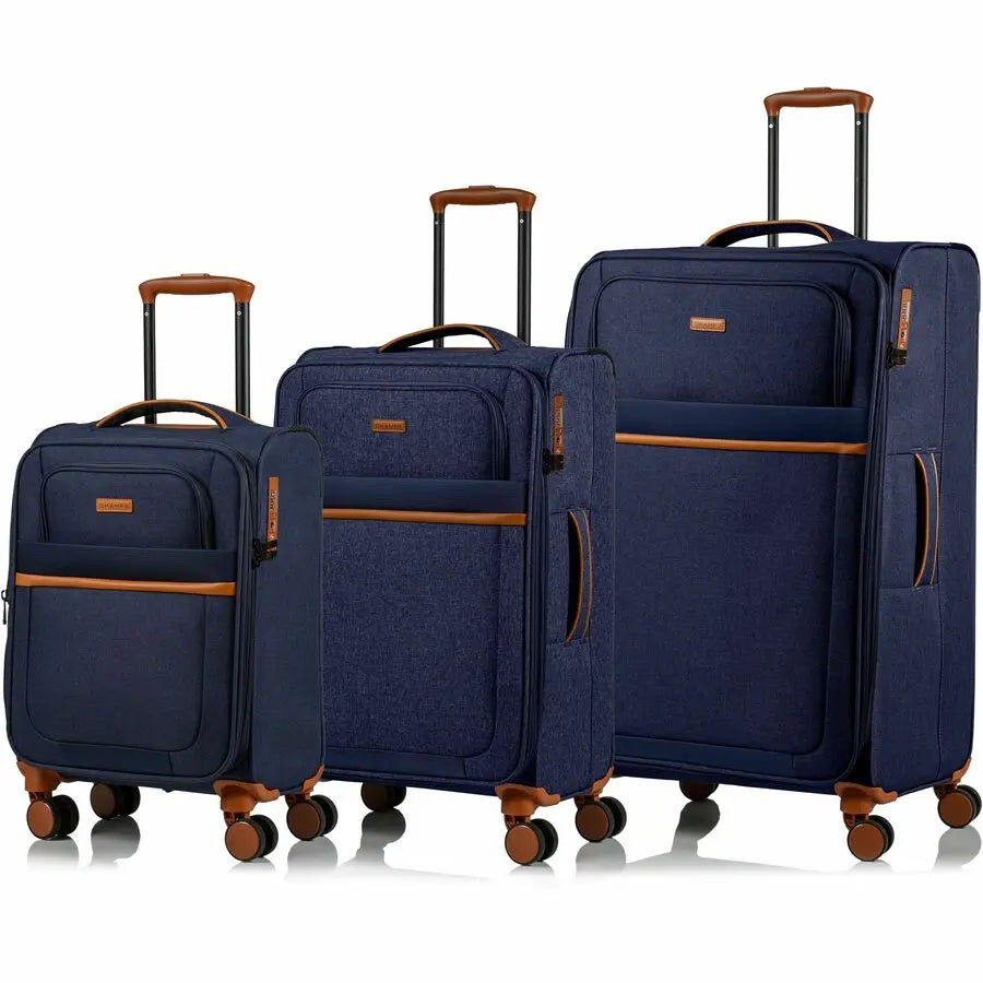 Champs Classic II Collection 3-Piece Softside Luggage Set - Navy Blue