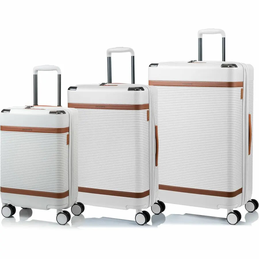 Champs International Vintage III Collection 3-Piece Hardside Luggage Set - Ivory
