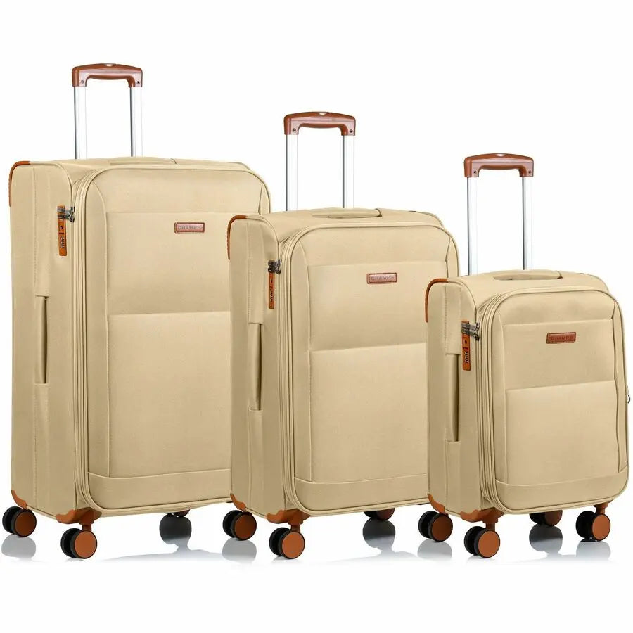 Champs International Classic Collection 3-Piece Softside Luggage Set in Khaki