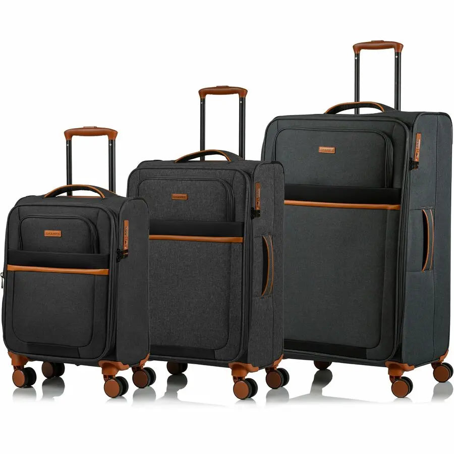Champs International Classic II Collection 3-Piece Softside Luggage Set in Black