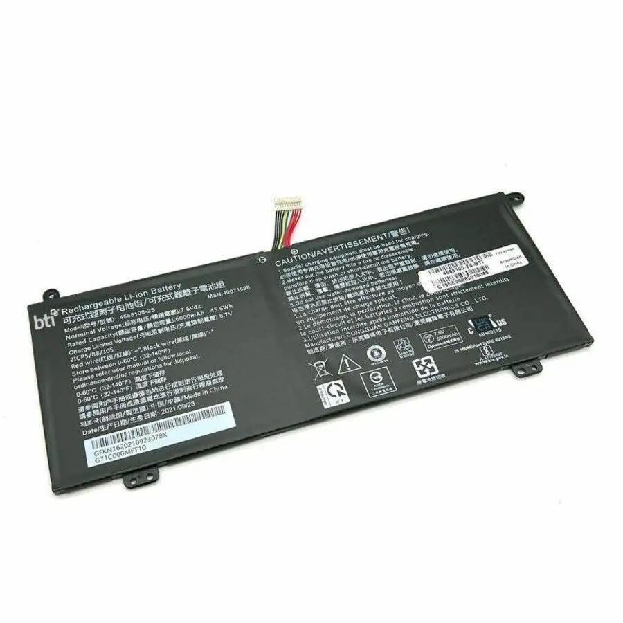 Battery Technology Inc. 4588105-2S Rechargeable Laptop Battery – 7.6V, 45.6Wh, 6000mAh for Portable Devices