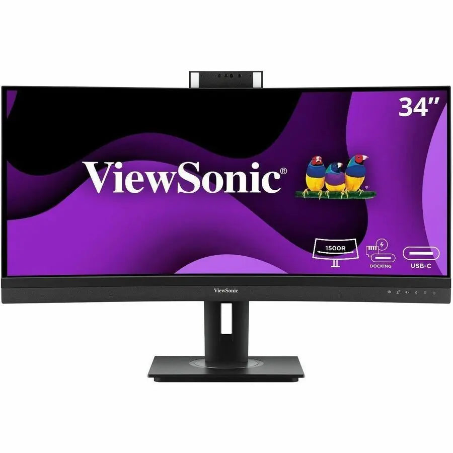 ViewSonic VG3457CV 34-inch Ultrawide Curved Video Conferencing Monitor with Windows Hello IR Webcam and USB-C Docking