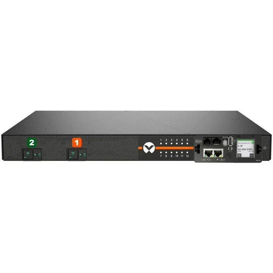 Vertiv Geist MNU5M1R6-12CF18-3TL6A0H10-S 12-Outlets Rack-Mountable Switched PDU with Outlet-Level Control and Environmental Monitoring