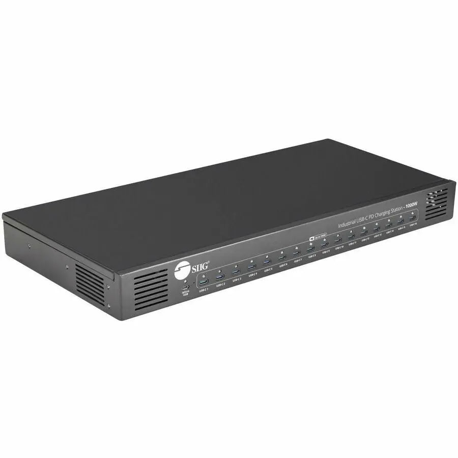 SIIG 16-Port Industrial USB-C Charging Station with 1000W Power Output and Rack Mountable Metal Housing